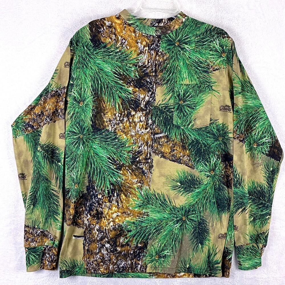 Ghost Camo Tshirt Mens M Brown Green Ridge Camo Hunting Outdoors Pine Forest